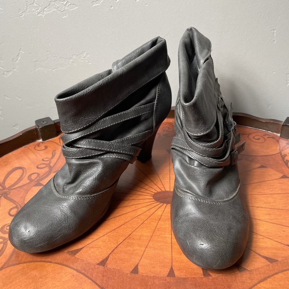 Gray Slouchy Boots